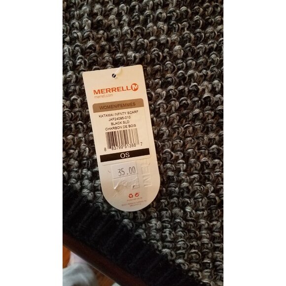 Merrell Chesham Infinity  Scarf  Ladies Black / Gray / White Knit  New /Tag - Picture 3 of 6